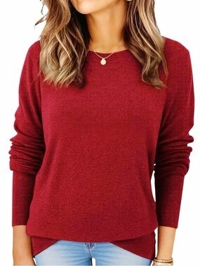 IPMQ Cozy Lightweight Maroon Red Crewneck Sweater XL